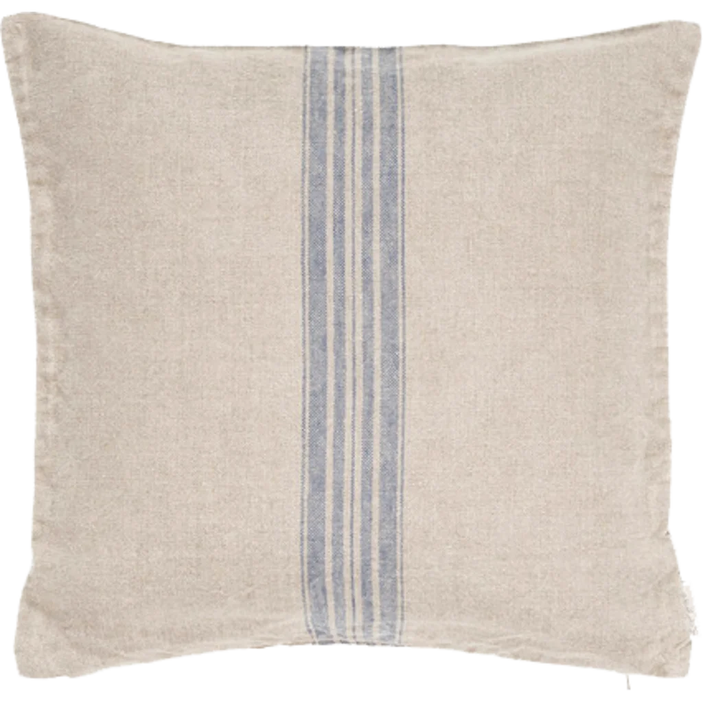 Leinen Kissenhülle JARA 2er-Pack in Beige+Blau Muster Streifen von Erika Vaitkute Größe 40x40 cm
