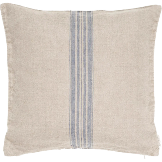 Leinen Kissenhülle JARA 2er-Pack in Beige+Blau Muster Streifen von Erika Vaitkute Größe 40x40 cm