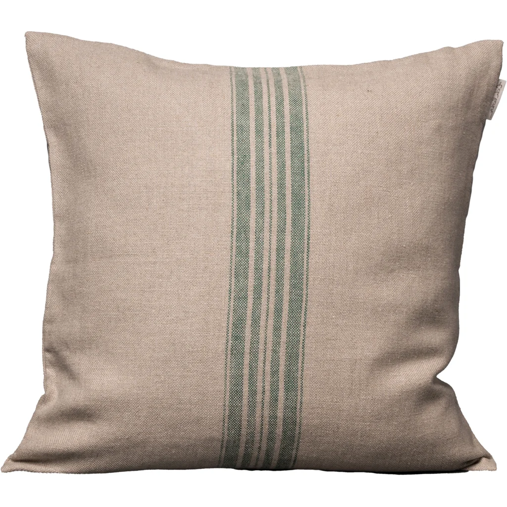Leinen Kissenhülle JARA 2er-Pack in Beige+Grün Muster Streifen von Erika Vaitkute Größe 40x40 cm
