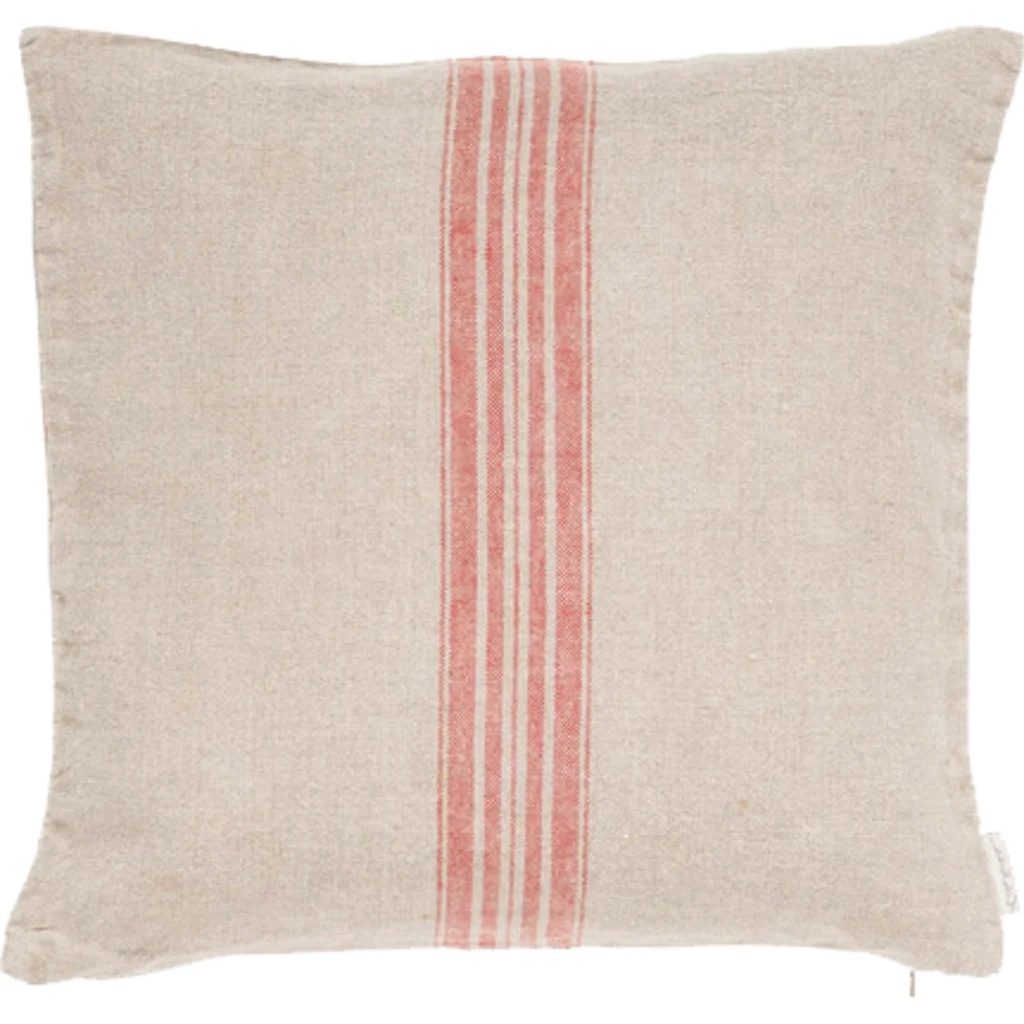 Leinen Kissenhülle JARA 2er-Pack in Beige+Rot Muster Streifen von Erika Vaitkute Größe 40x40 cm