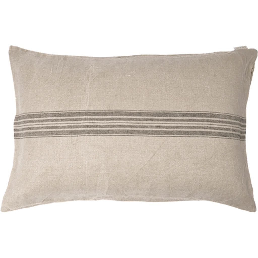 Leinen Kissenhülle JARA rechteckig 2er-Pack in Beige+Anthrazit Beige+Grau Muster Streifen von Erika Vaitkute Größe 40x60 cm