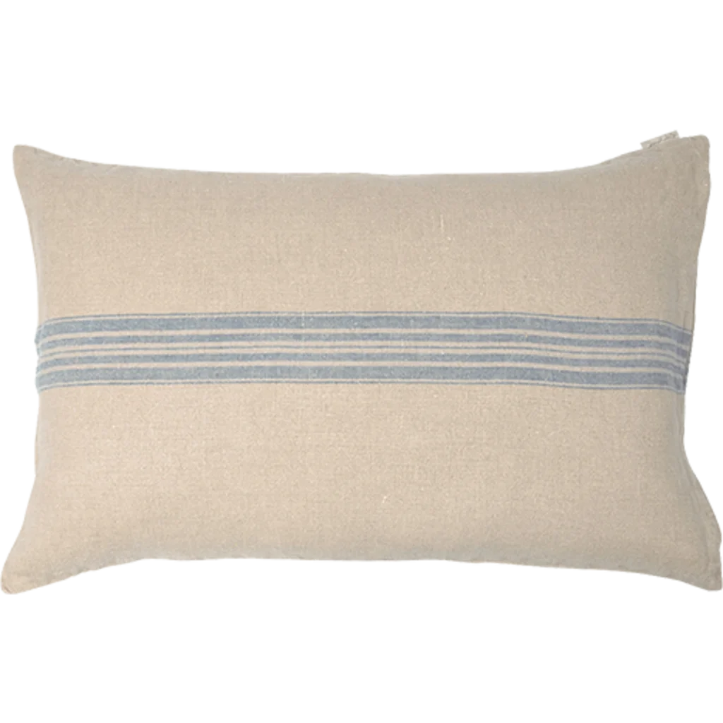 Leinen Kissenhülle JARA rechteckig 2er-Pack in Beige+Blau Muster Streifen von Erika Vaitkute Größe 40x60 cm