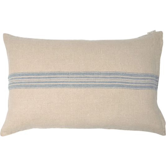 Leinen Kissenhülle JARA rechteckig 2er-Pack in Beige+Blau Muster Streifen von Erika Vaitkute Größe 40x60 cm