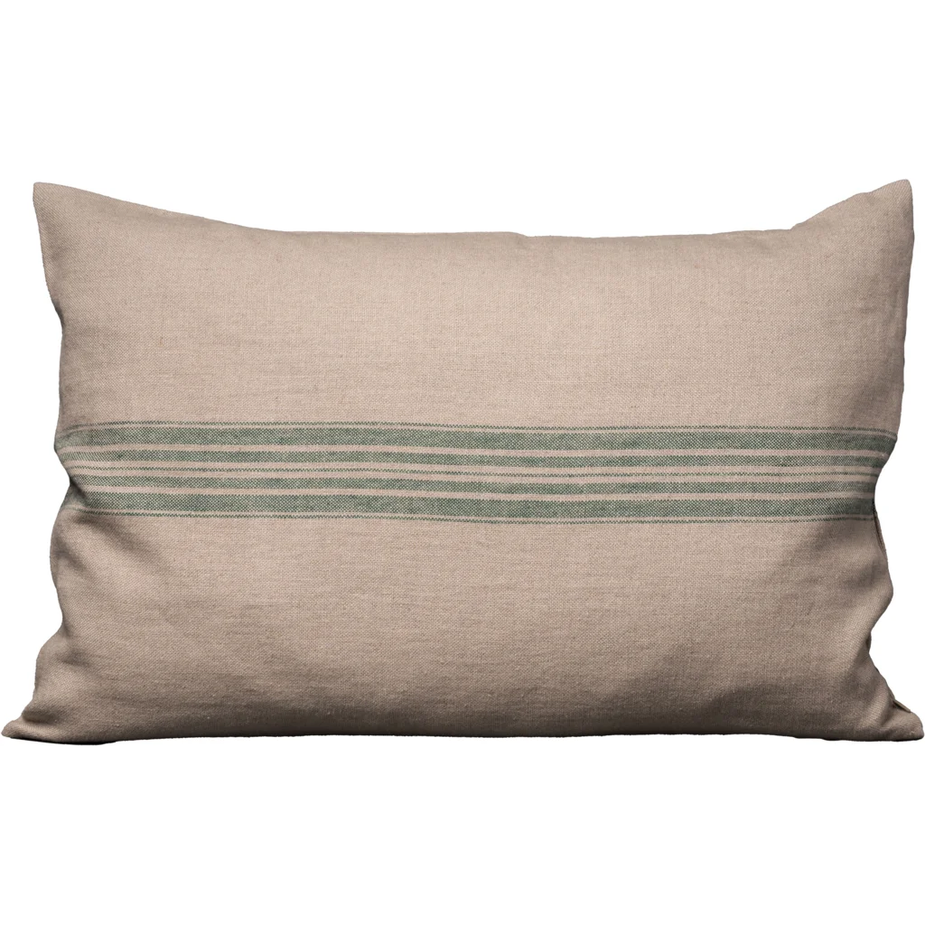 Leinen Kissenhülle JARA rechteckig 2er-Pack in Beige+Grün Muster Streifen von Erika Vaitkute Größe 40x60 cm