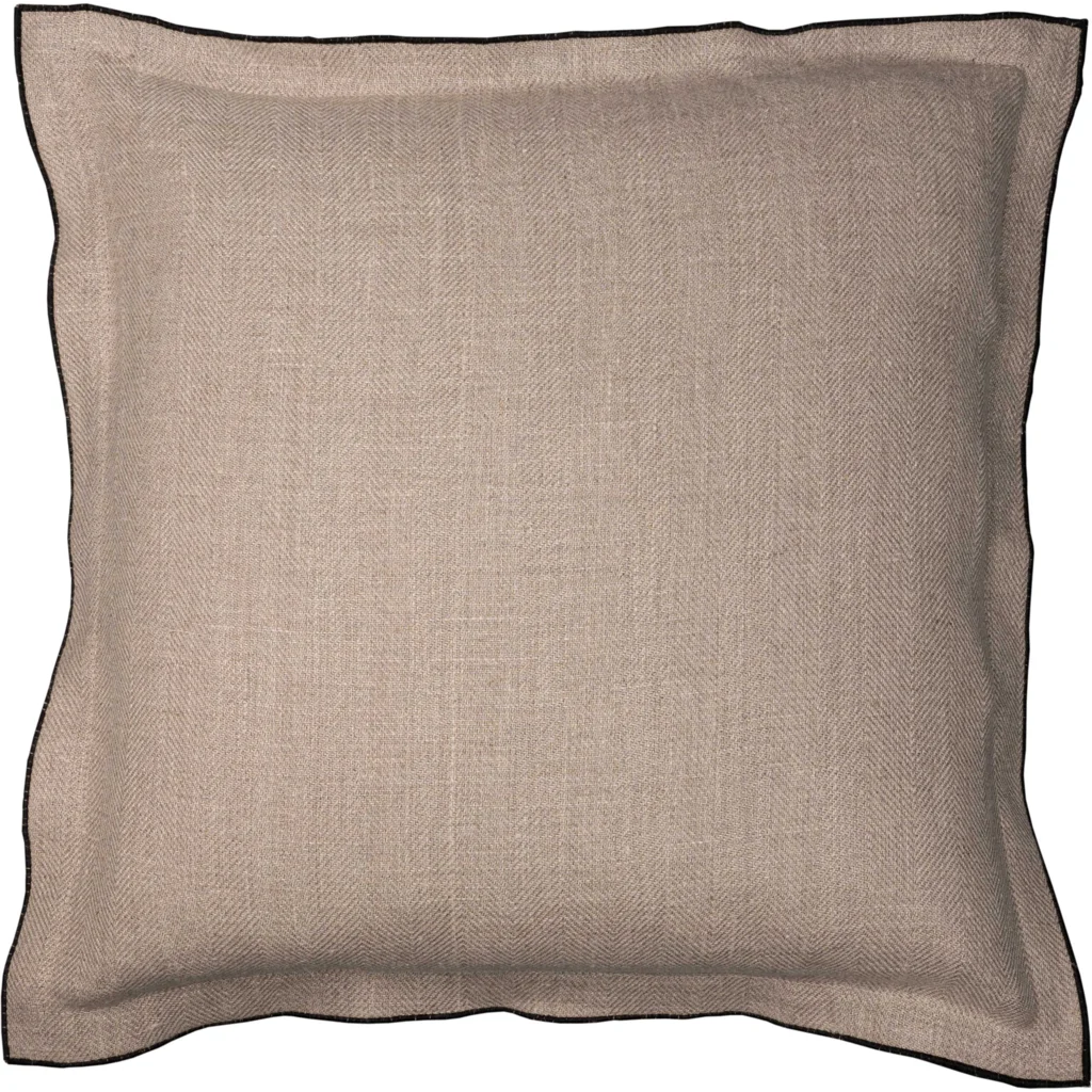 Leinen Kissenhülle mit Fischgrät-Muster 2er-Pack in Beige+Schwarz Muster Fischgrät von Erika Vaitkute Größe 40x40 cm