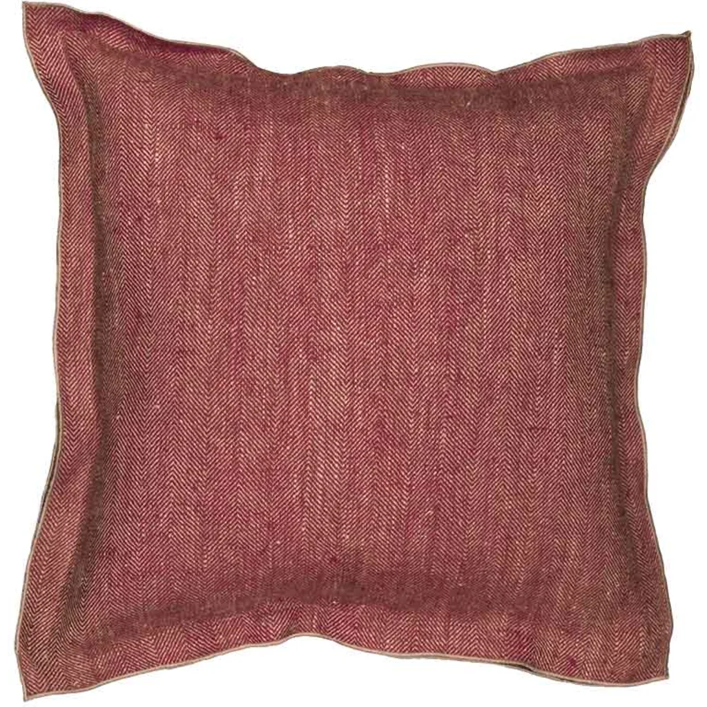 Leinen Kissenhülle mit Fischgrät-Muster 2er-Pack in Dunkelrot+Beige Rot+Beige Muster Fischgrät von Erika Vaitkute Größe 40x40 cm