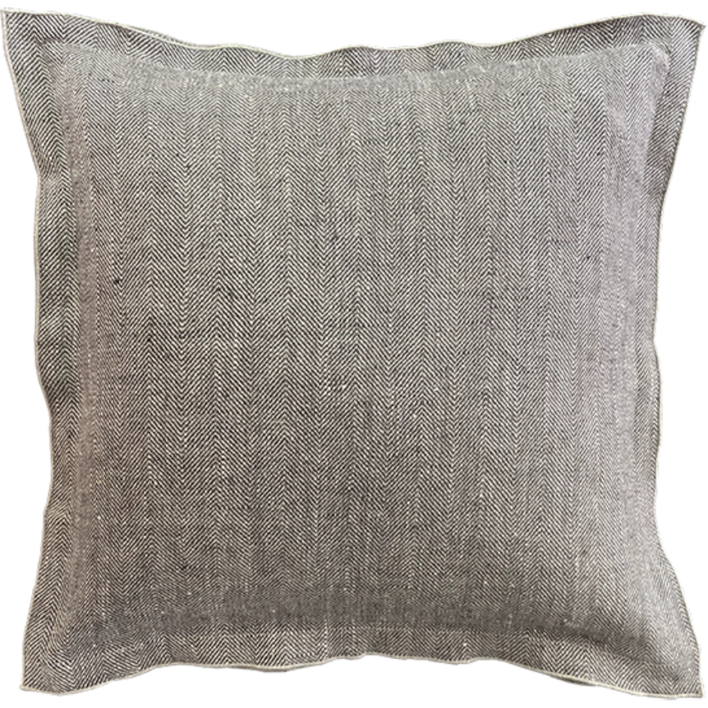 Leinen Kissenhülle mit Fischgrät-Muster 2er-Pack in Grau+Beige von Erika Vaitkute Größe 40x40 cm