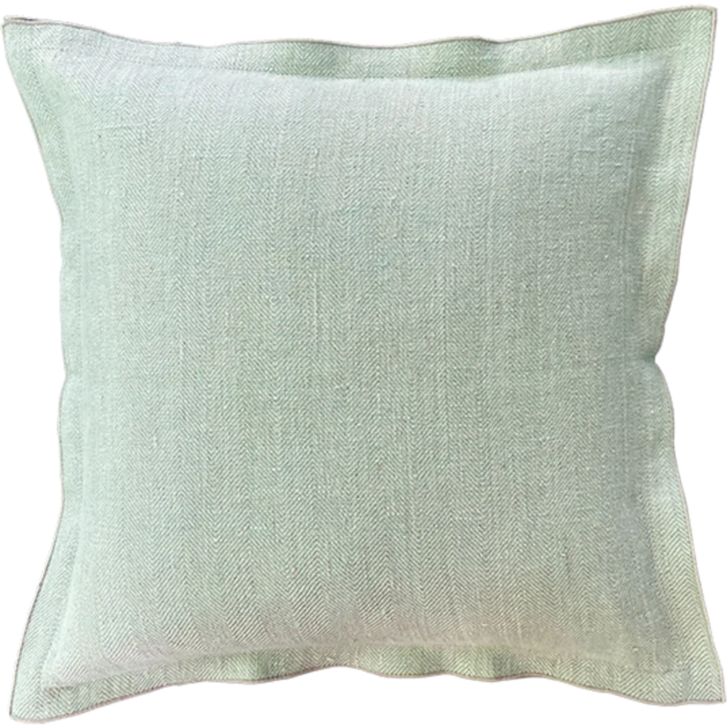 Leinen Kissenhülle mit Fischgrät-Muster 2er-Pack in Mint+Beige Grün+Beige von Erika Vaitkute Größe 40x40 cm