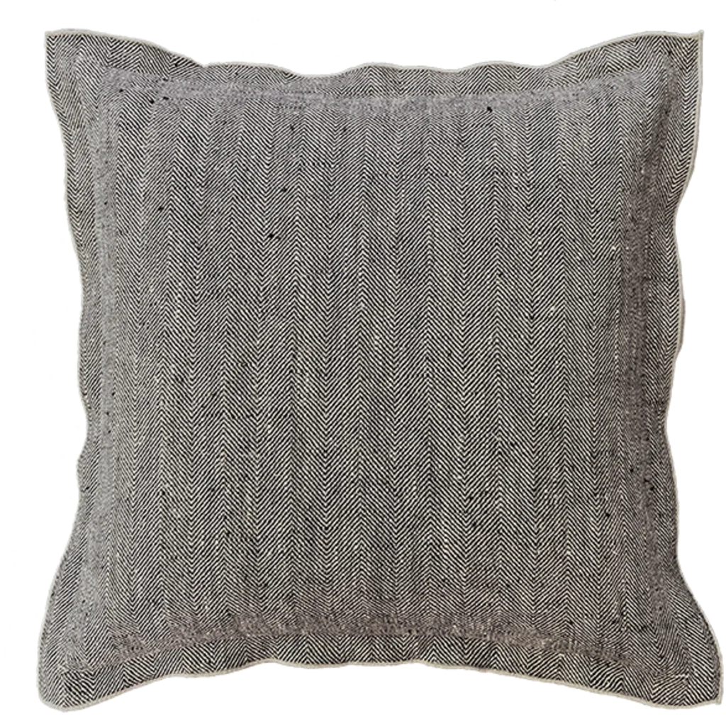 Leinen Kissenhülle mit Fischgrät-Muster 2er-Pack in Schwarz+Beige Muster Fischgrät von Erika Vaitkute Größe 40x40 cm
