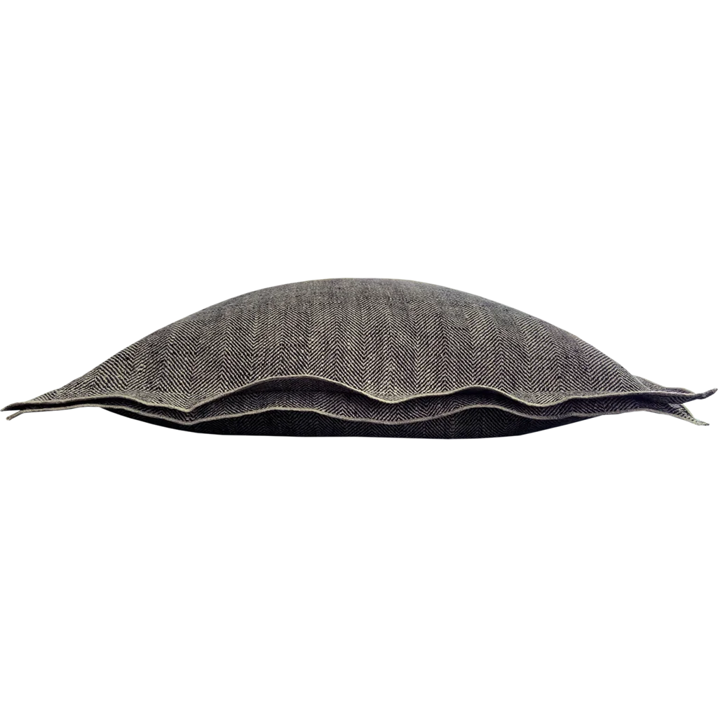 Leinen Kissenhülle mit Fischgrät-Muster 2er-Pack in Schwarz+Beige von Erika Vaitkute Größe 40x40 cm