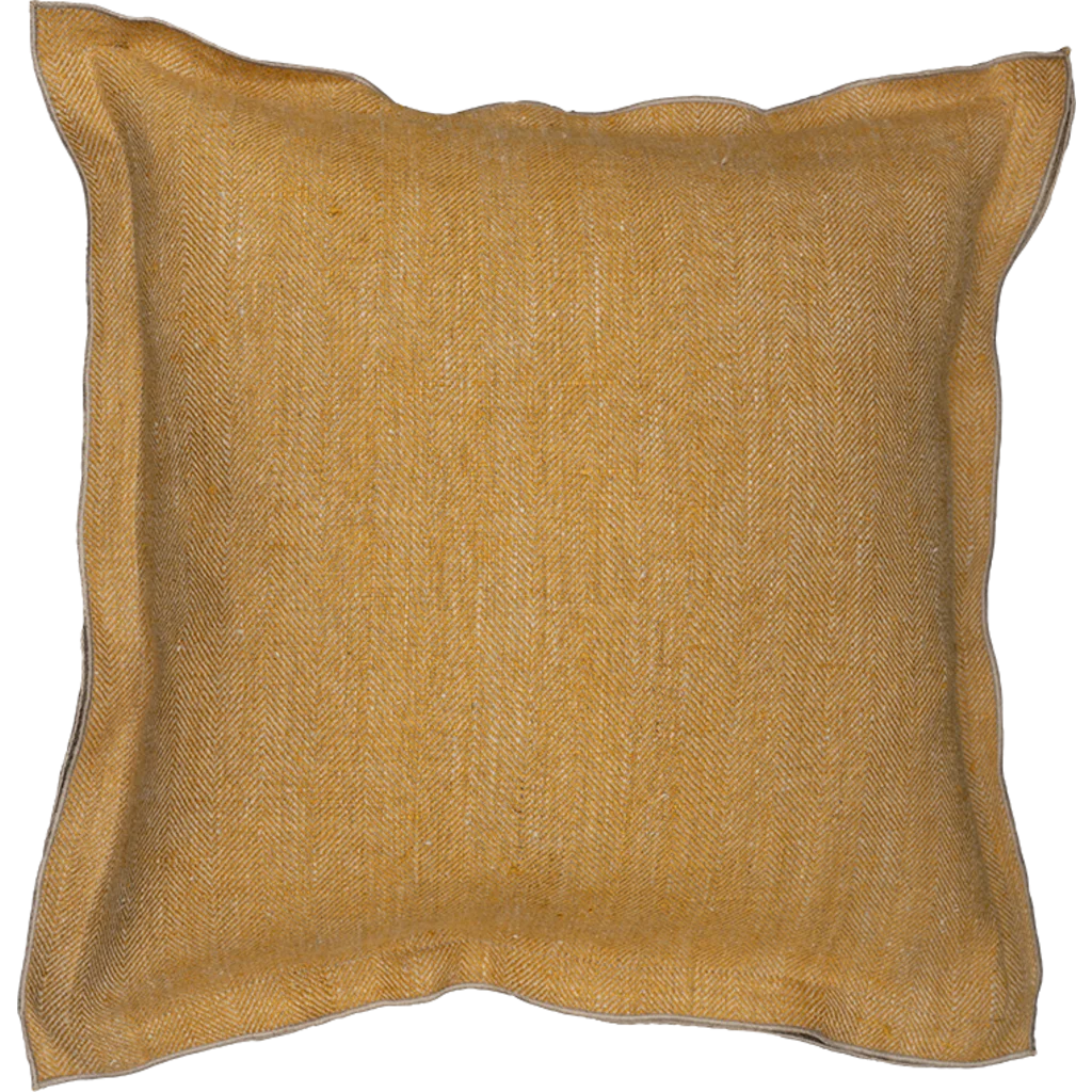 Leinen Kissenhülle mit Fischgrät-Muster 2er-Pack in Senfgelb+Beige Gelb+Beige Muster Fischgrät von Erika Vaitkute Größe 40x40 cm