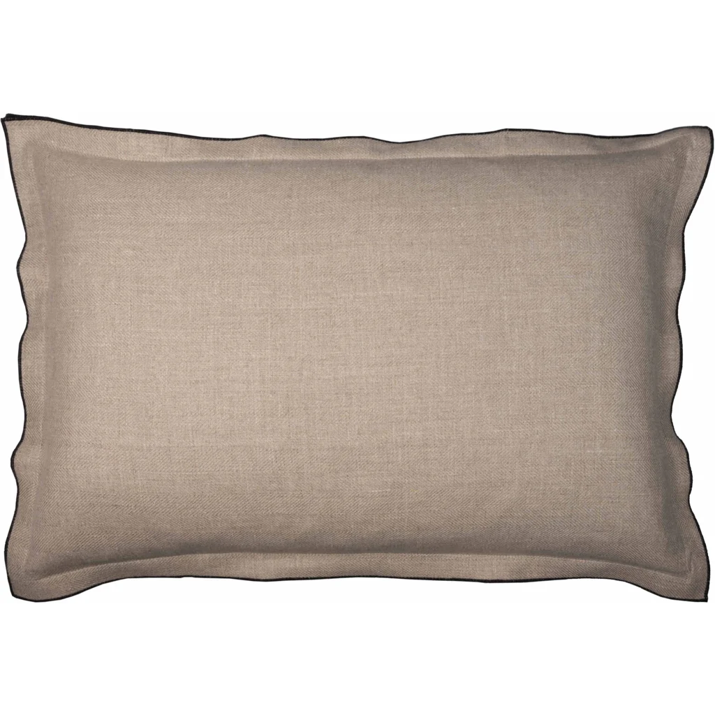 Leinen Kissenhülle mit Fischgrät-Muster rechteckig 2er-Pack in Beige+Schwarz Muster Fischgrät von Erika Vaitkute Größe 40x60 cm
