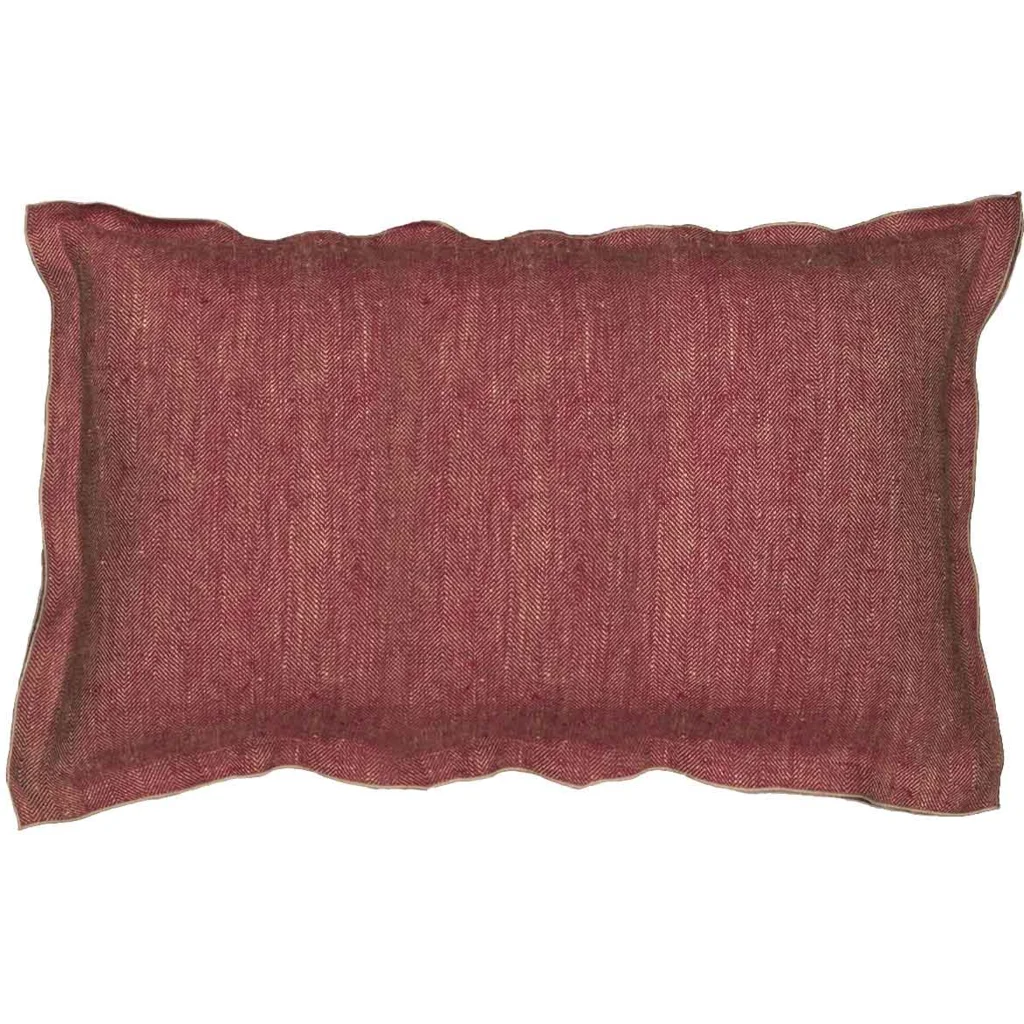 Leinen Kissenhülle mit Fischgrät-Muster rechteckig 2er-Pack in Dunkelrot+Beige Rot+Beige Muster Fischgrät von Erika Vaitkute Größe 40x60 cm