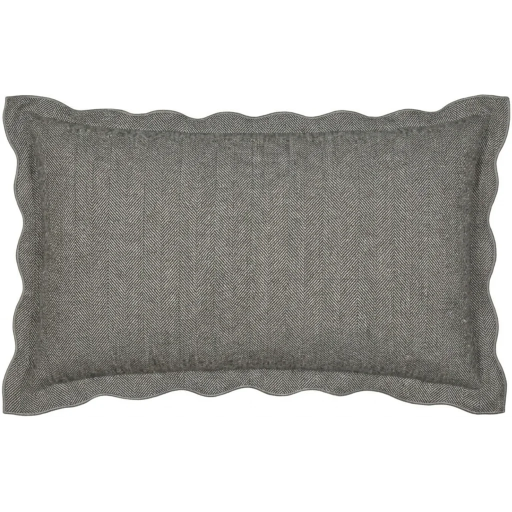 Leinen Kissenhülle mit Fischgrät-Muster rechteckig 2er-Pack in Dunkelrot+Beige Rot+Beige von Erika Vaitkute Größe 40x60 cm