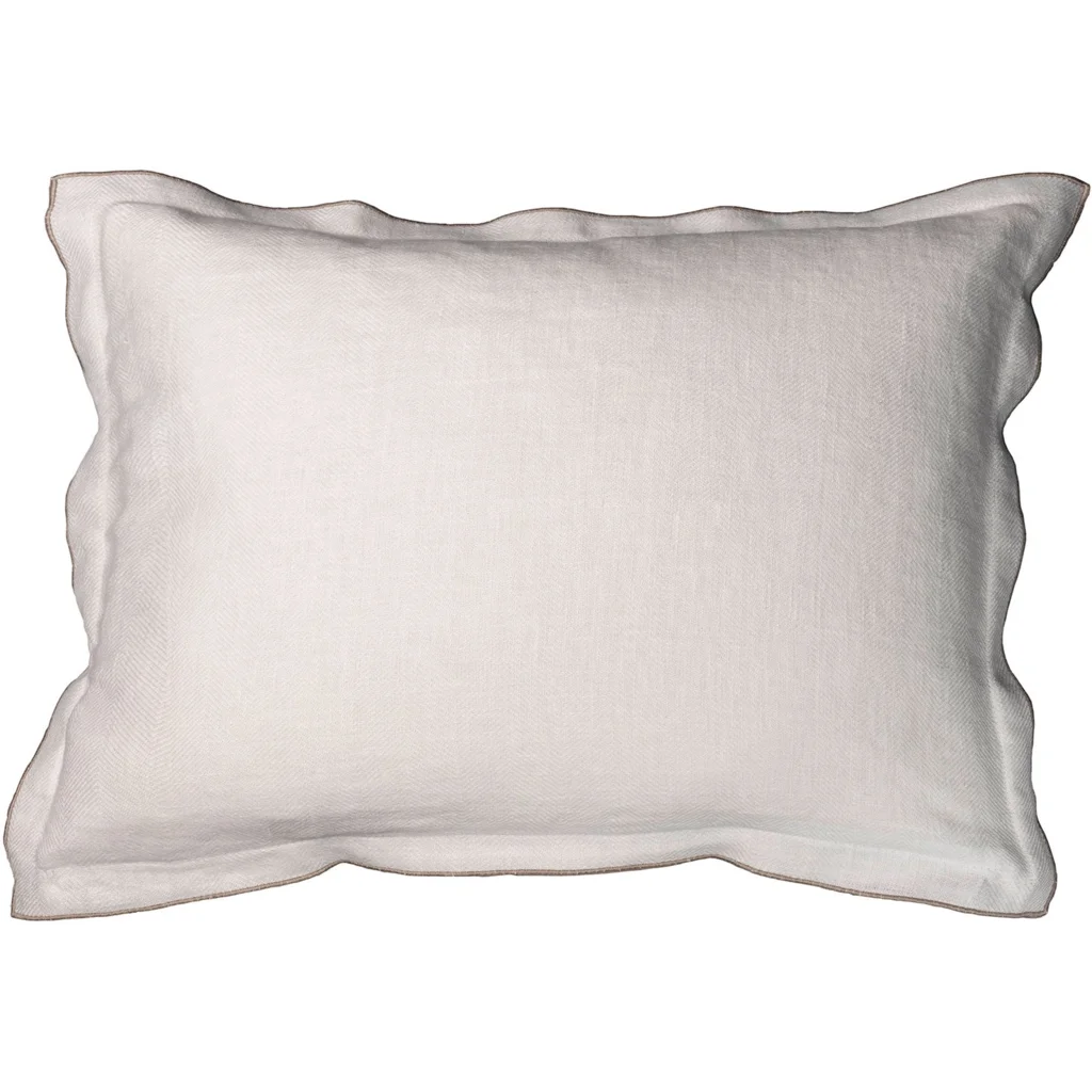 Leinen Kissenhülle mit Fischgrät-Muster rechteckig 2er-Pack in Weiß+Beige von Erika Vaitkute Größe 40x60 cm
