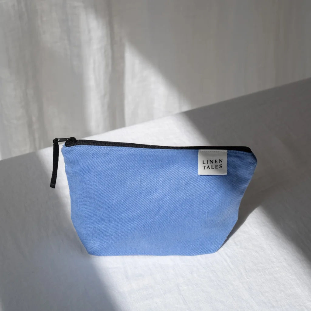 Leinen Kosmetiktasche in Blau von Linen Tales Größe 21x14 cm