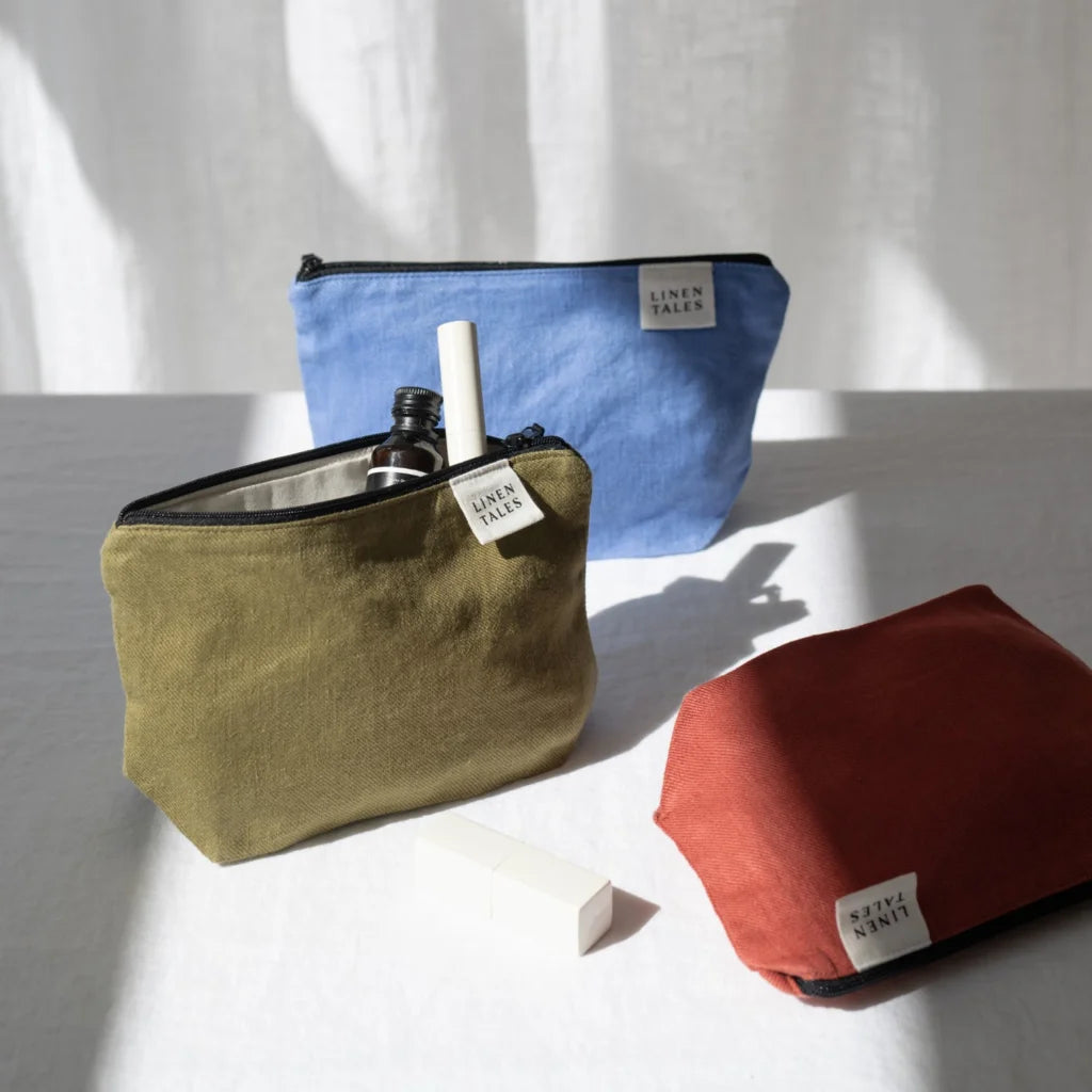 Leinen Kosmetiktasche in Terra Orange von Linen Tales Größe 21x14 cm