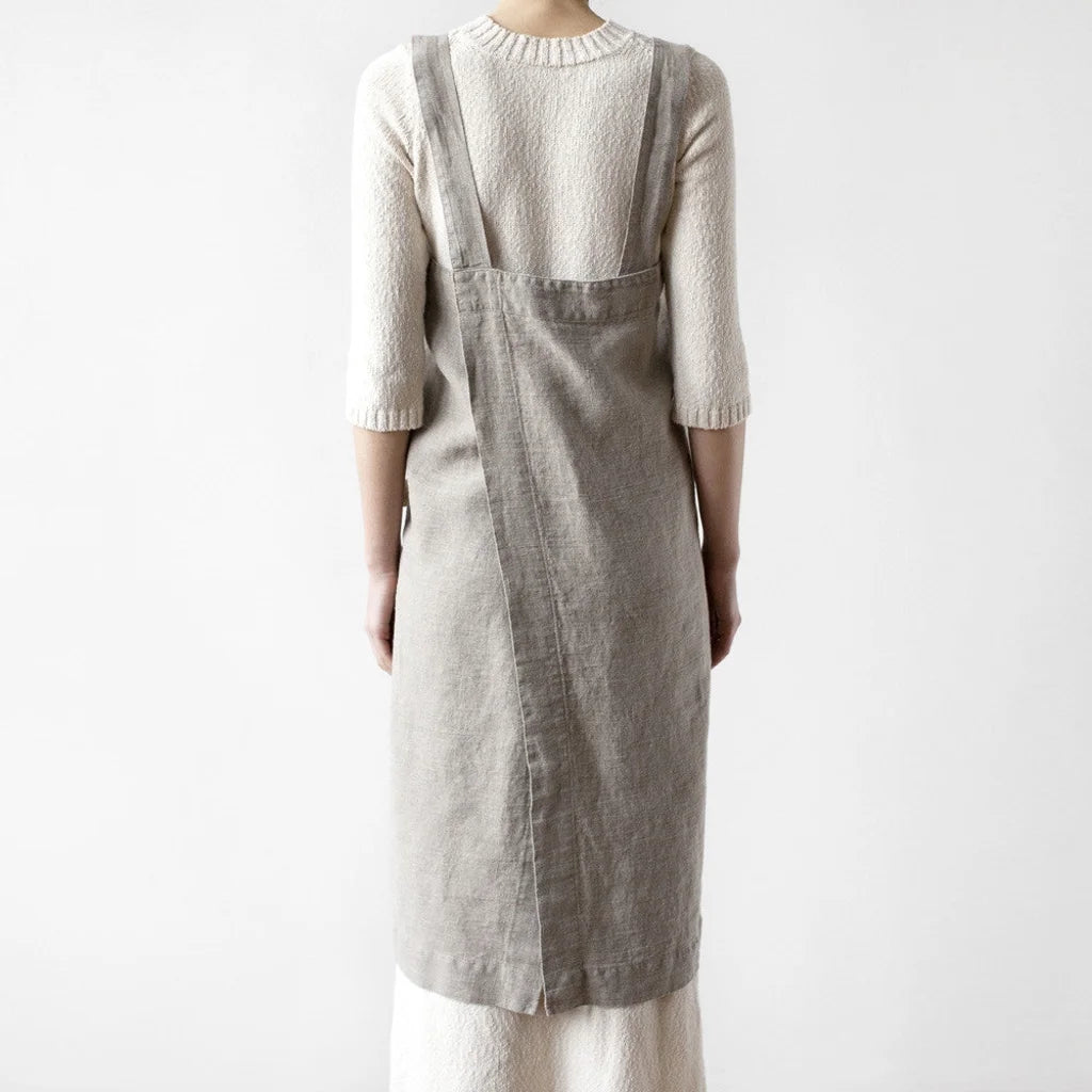 Leinen Pinafore-Schürze in Beige von Linen Tales Größe 114 cm breit+ 83 cm lang