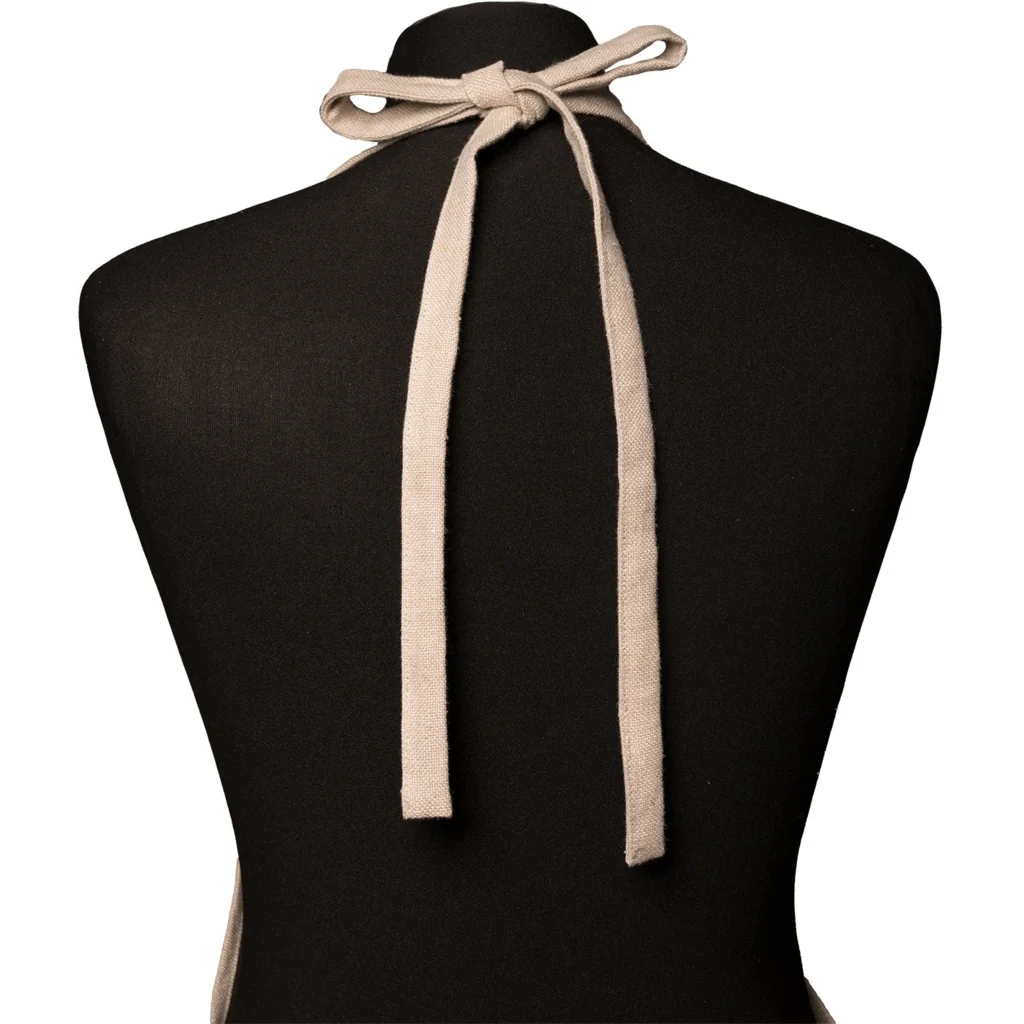 Leinen Schürze JARA in Beige+Anthrazit Beige+Grau Muster Streifen von Erika Vaitkute Größe 92x93 cm