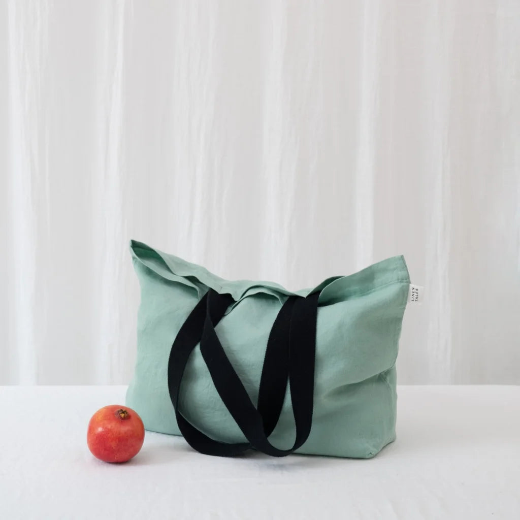 Leinen Schultertasche in Mint Grün von Linen Tales Größe 56 cm breit+ 41 cm lang