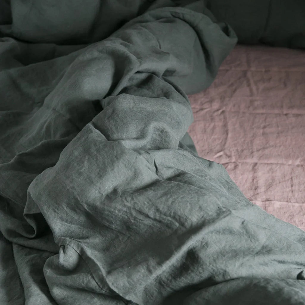 Leinen Spannbettlaken für Boxspringbetten in Übergröße in Altrosa Rosa von Linen Tales Größe 160x200 cm