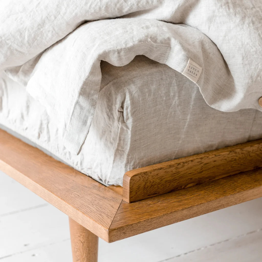 Leinen Spannbettlaken für Matratzen in Standardgröße - Einzelbett in Stein Grau von Linen Tales Größe 90x200 cm