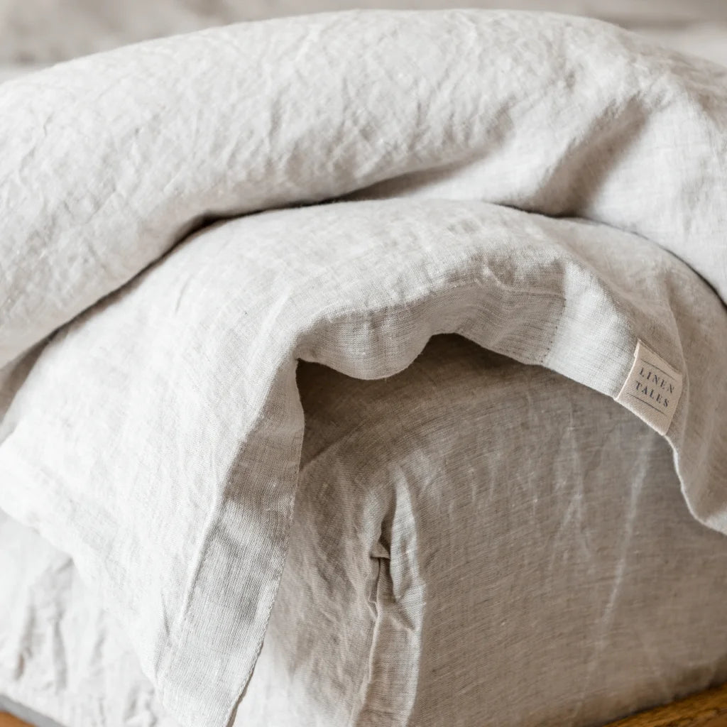 Leinen Spannbettlaken für Matratzen in Standardgröße - Einzelbett in Stein Grau von Linen Tales Größe 90x200 cm