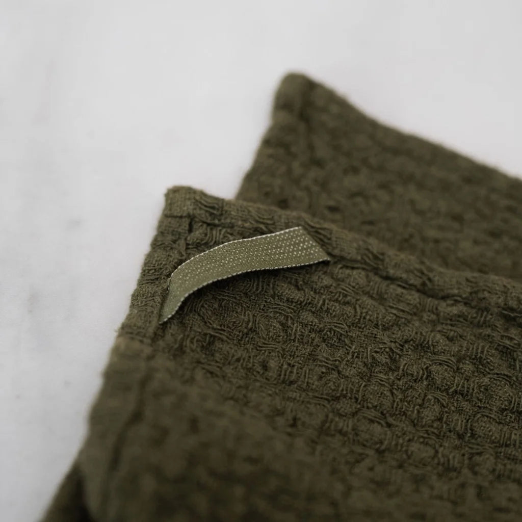 Leinen Spüllappen 2er-Pack in Olive Grün von Linen Tales Größe 26x26 cm
