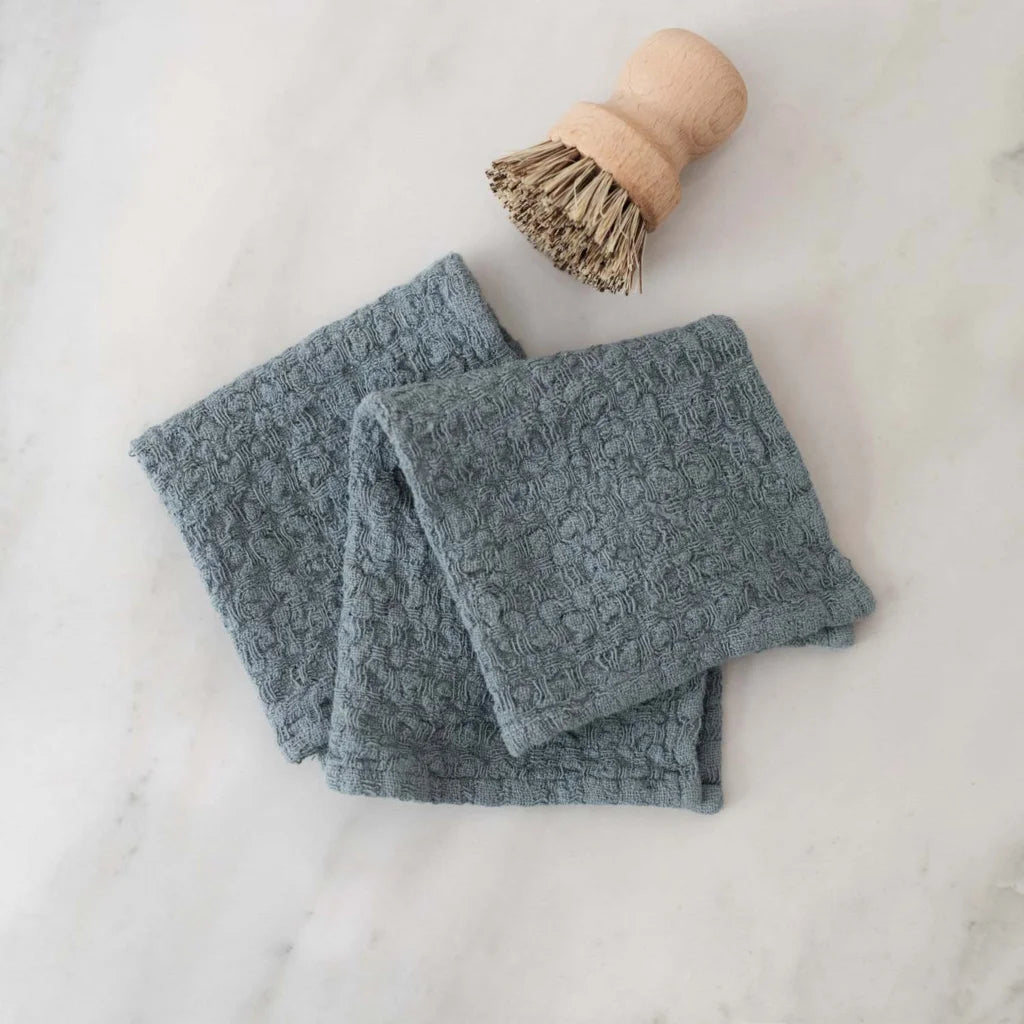 Leinen Spüllappen 2er-Pack in Taubenblau Blau von Linen Tales Größe 26x26 cm
