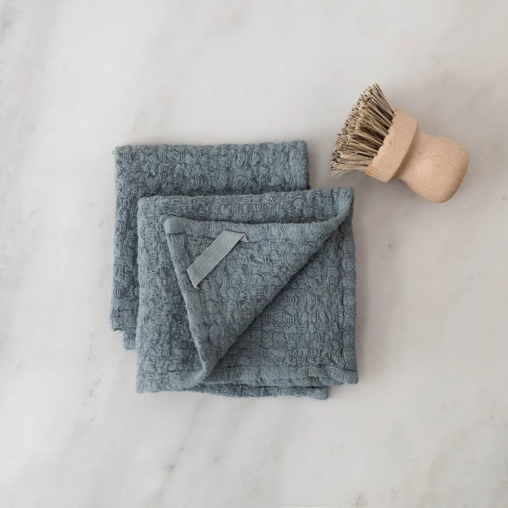 Leinen Spüllappen 2er-Pack in Taubenblau Blau von Linen Tales Größe 26x26 cm