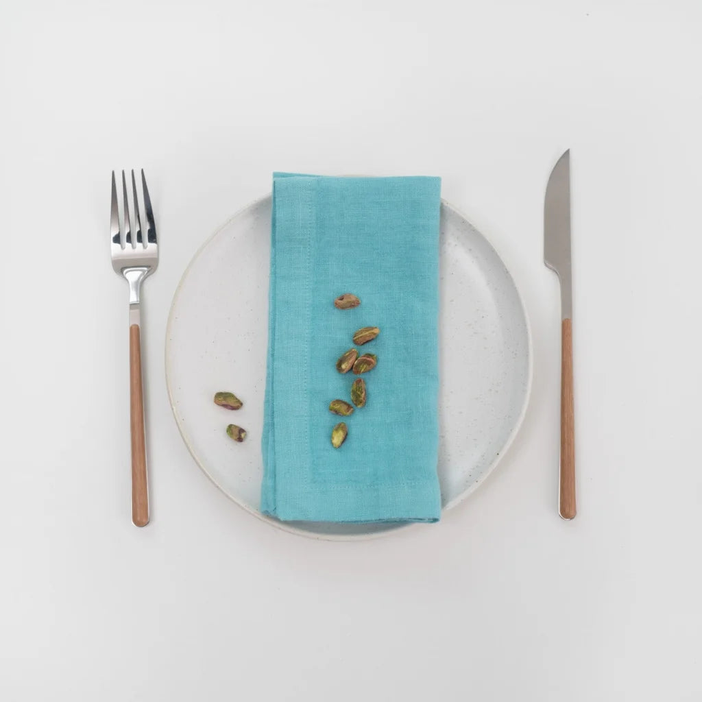 Leinen Stoffserviette 2er-Pack in Atlantik Blau von Linen Tales Größe 55x55 cm