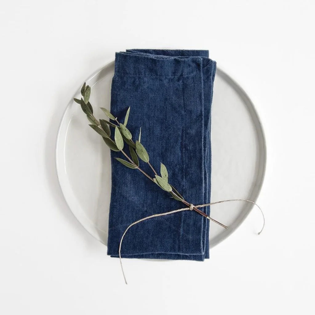 Leinen Stoffserviette 2er-Pack in Dunkelblau Blau von Linen Tales Größe 55x55 cm