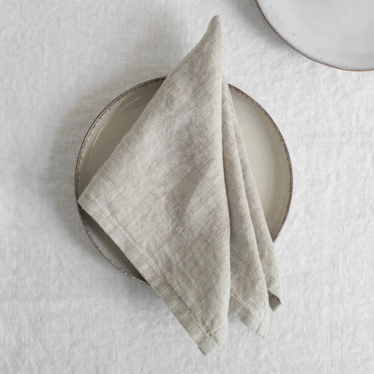 Leinen Stoffserviette 2er-Pack in Stein Grau von Linen Tales Größe 40x40 cm
