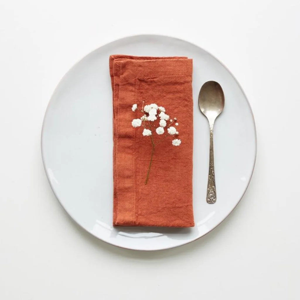 Leinen Stoffserviette 2er-Pack in Terra Orange von Linen Tales Größe 40x40 cm