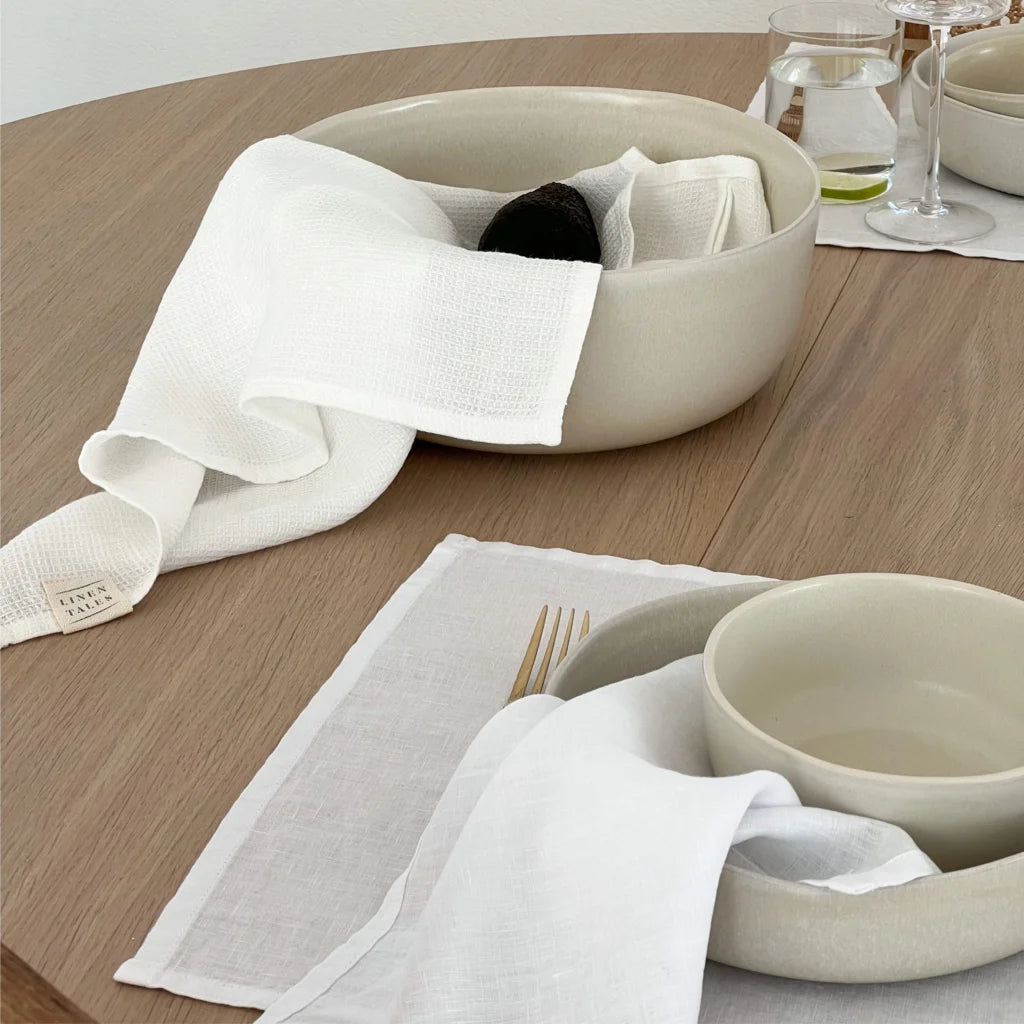 Leinen Stoffserviette 2er-Pack in Weiß von Linen Tales Größe 40x40 cm