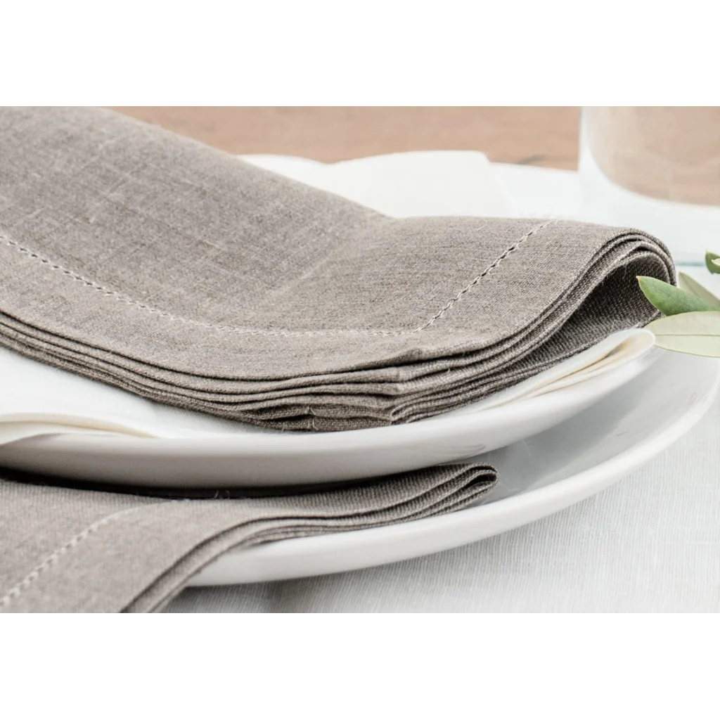 Leinen Stoffserviette ALANTA 6er-Pack in Creme von Erika Vaitkute Größe 42x42 cm