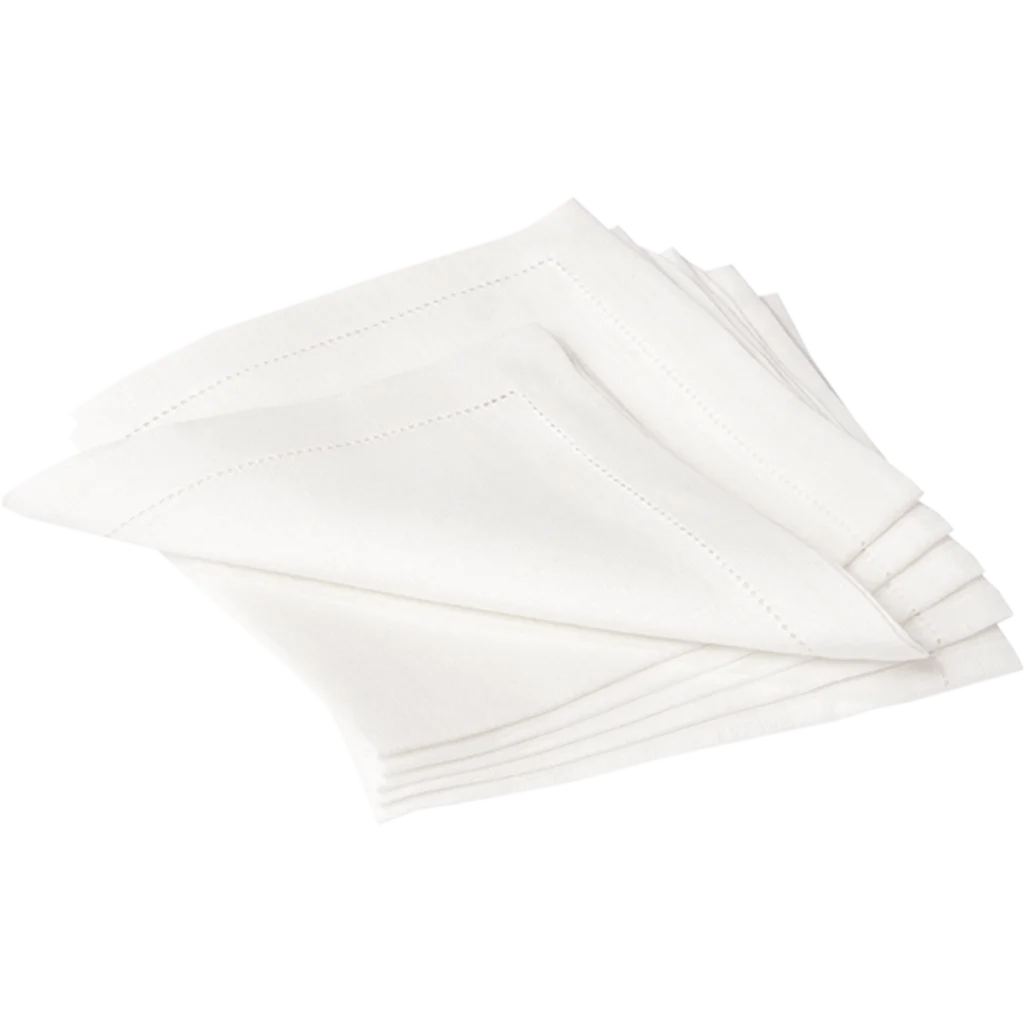 Leinen Stoffserviette ALANTA 6er-Pack in Weiß von Erika Vaitkute Größe 42x42 cm