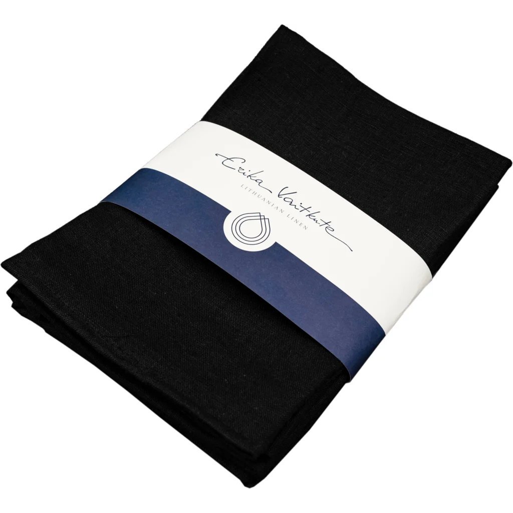 Leinen Stoffserviette RUTA 6er-Pack in Schwarz von Erika Vaitkute Größe 43x43 cm
