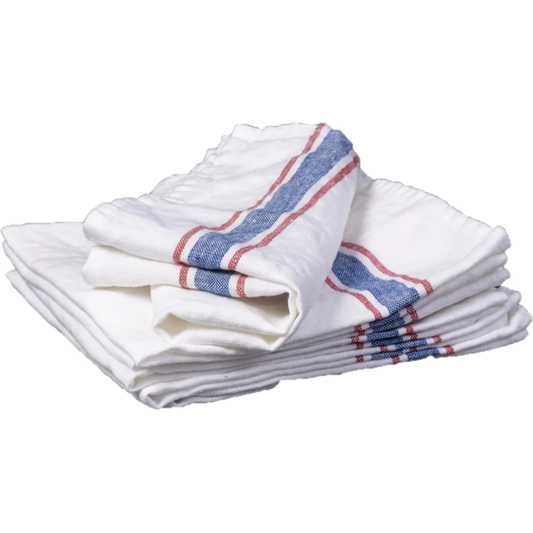 Leinen Stoffserviette VENTA 6er-Pack in Weiß+Blau+Rot Muster Streifen von Erika Vaitkute Größe 43x43 cm