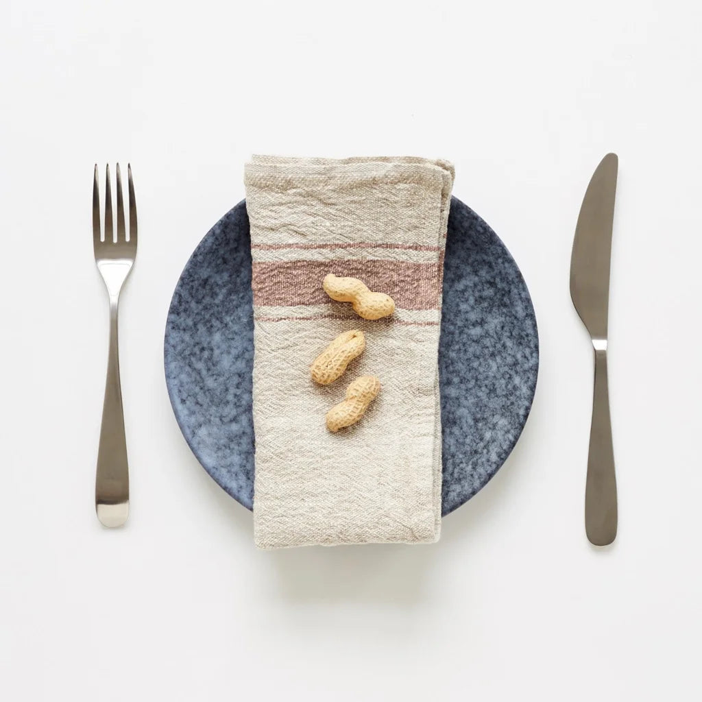 Leinen Stoffserviette Vintage 2er-Pack in Creme+Beige Muster Streifen von Linen Tales Größe 40x40 cm