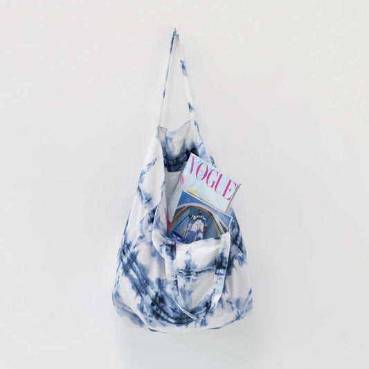 Leinen Tasche Farbverlauf in Weiß+Blau Muster Farbverlauf von Linen Tales Größe 54 cm breit+ 60 cm lang