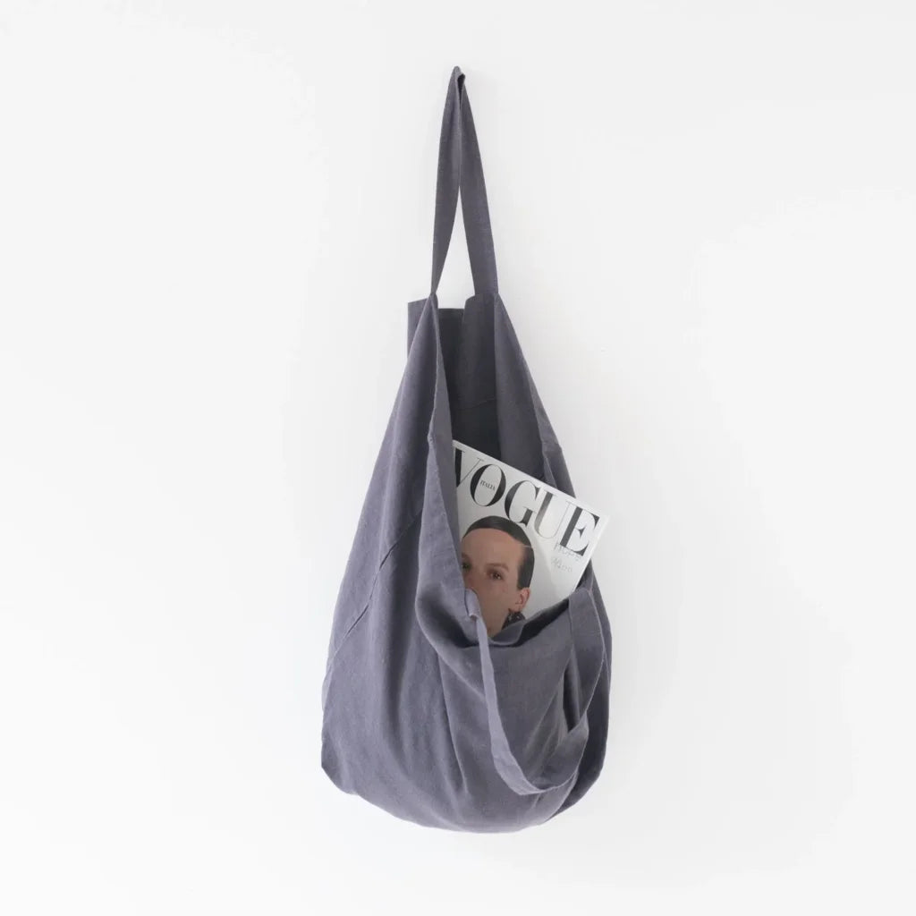 Leinen Tasche in Anthrazit Grau von Linen Tales Größe 54 cm breit+ 60 cm lang