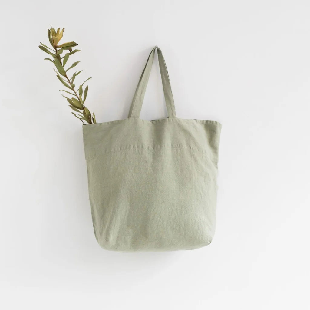 Leinen Tasche in Hellgrün Grün von Linen Tales Größe 54 cm breit+ 60 cm lang