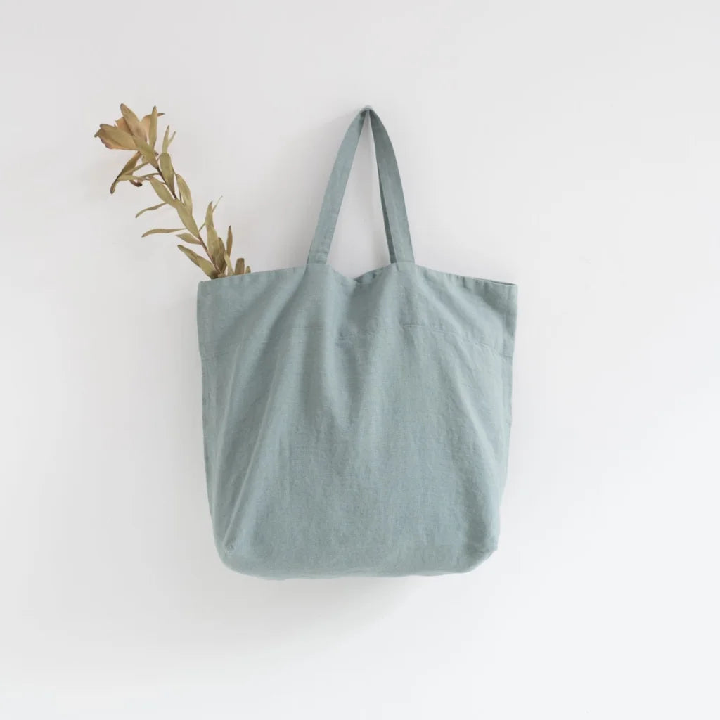 Leinen Tasche in Mint Grün von Linen Tales Größe 54 cm breit+ 60 cm lang