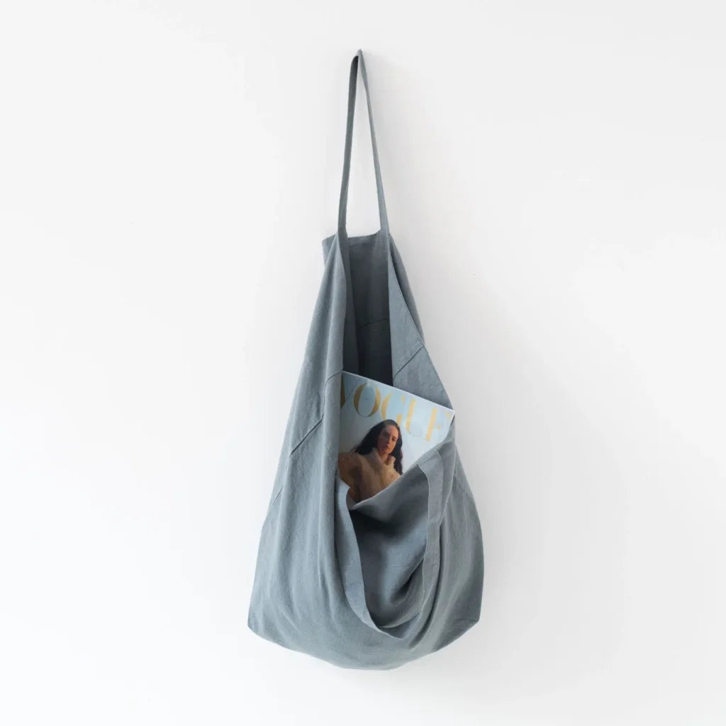 Leinen Tasche in Taubenblau Blau von Linen Tales Größe 54 cm breit+ 60 cm lang