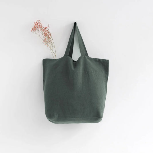 Leinen Tasche in Waldgrün Grün von Linen Tales Größe 54 cm breit+ 60 cm lang