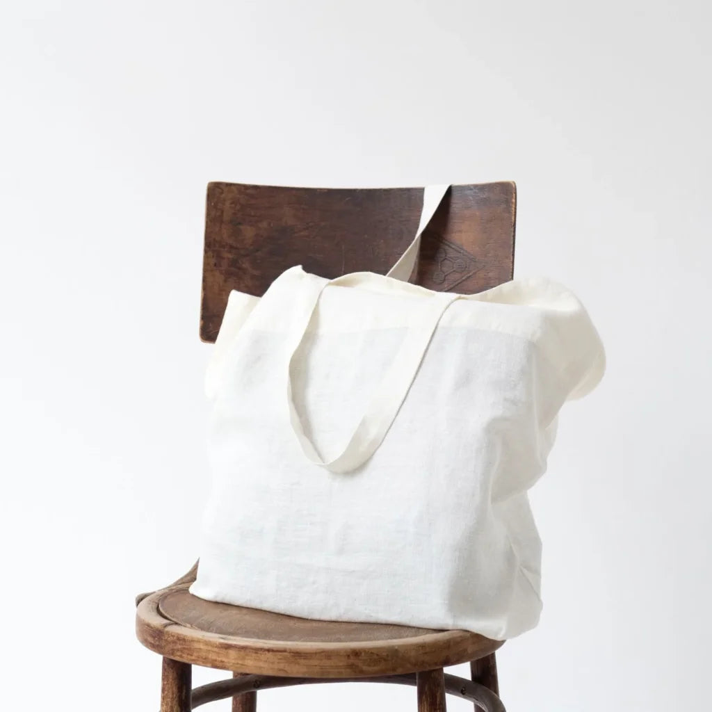 Leinen Tasche in Weiß von Linen Tales Größe 54 cm breit+ 60 cm lang