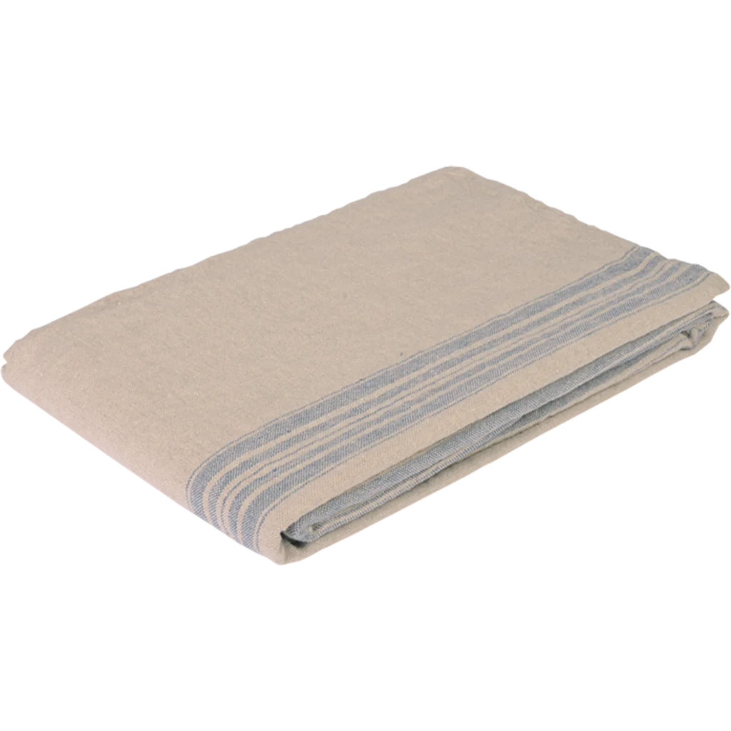 Leinen Tischdecke JARA in Beige+Blau Muster Streifen von Erika Vaitkute Größe 138x180 cm