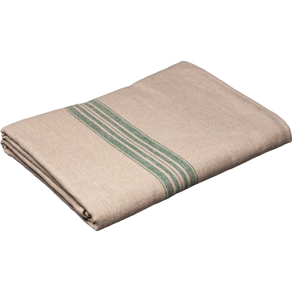 Leinen Tischdecke JARA in Beige+Grün Muster Streifen von Erika Vaitkute Größe 138x138 cm