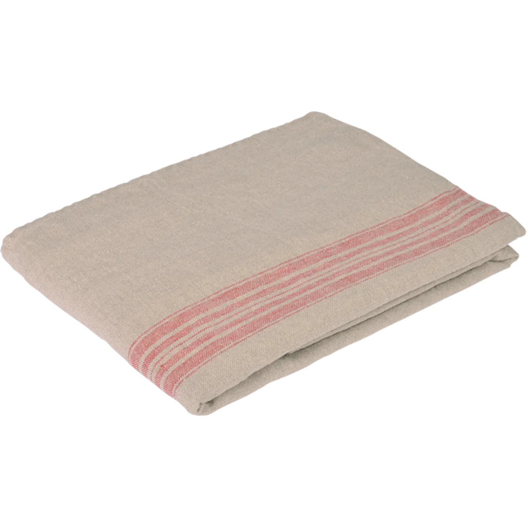 Leinen Tischdecke JARA in Beige+Rot Muster Streifen von Erika Vaitkute Größe 138x180 cm
